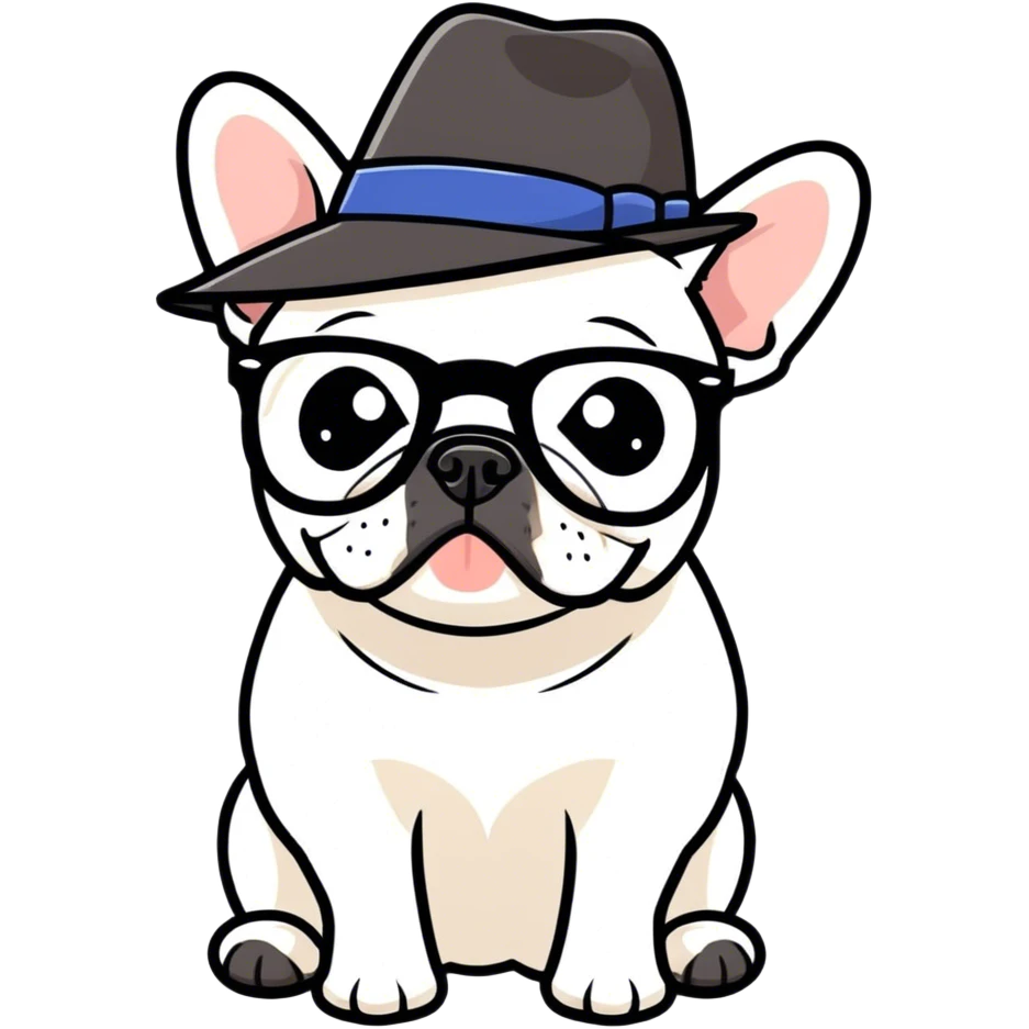 french bulldog with black hat glasses  emoji