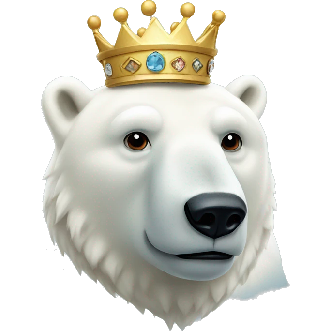 polar bear head wearing a crown emoji