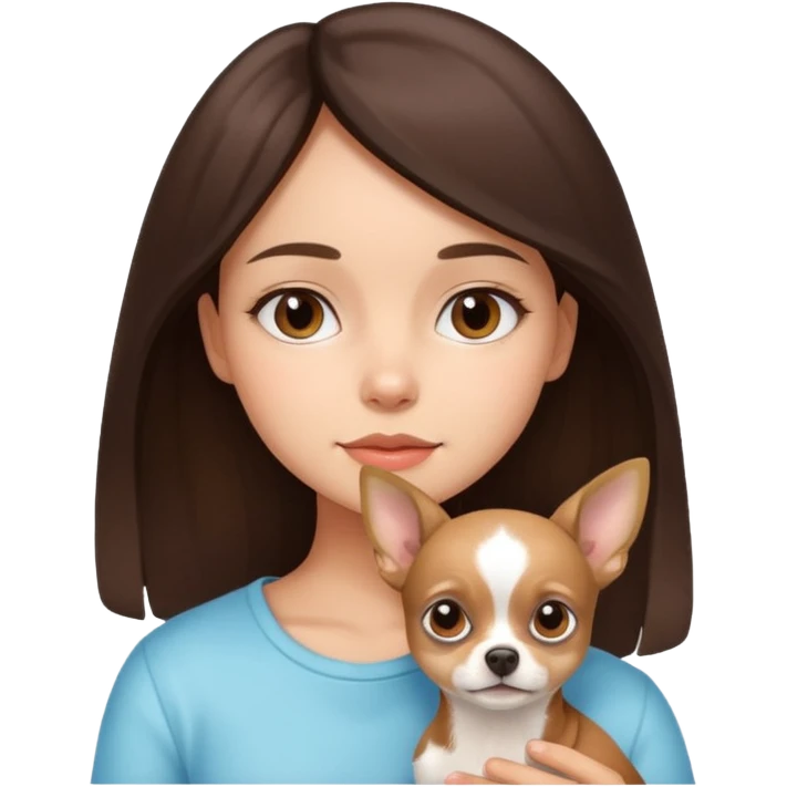 dreamy brunette girl with a chihuahua dog emoji
