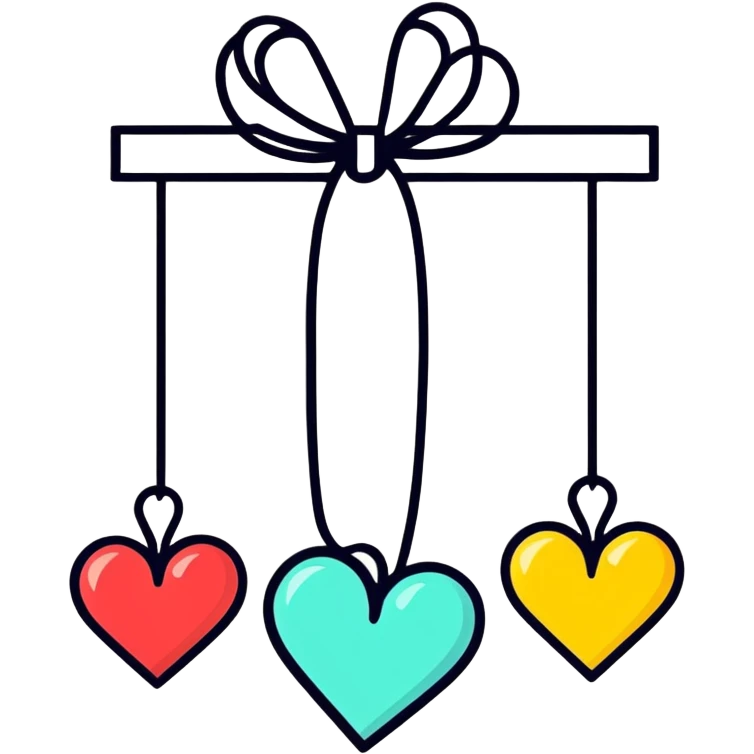 Dangling hearts from ribbon emoji