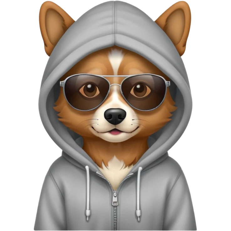dog wearing hoodie and shades emoji
