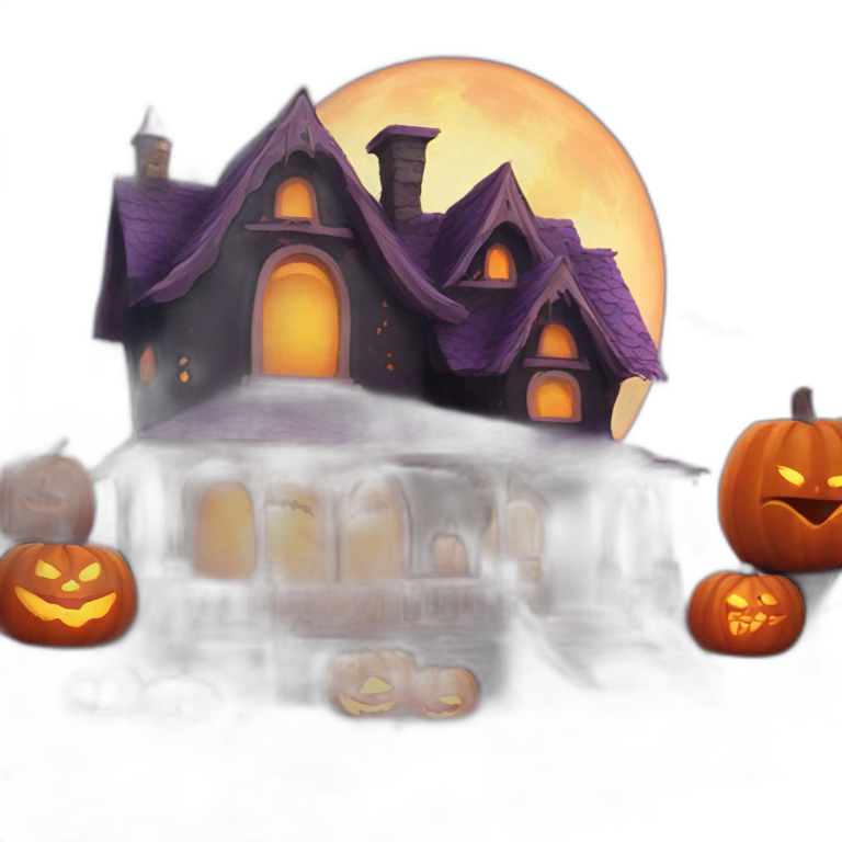 a halloween house but cute emoji