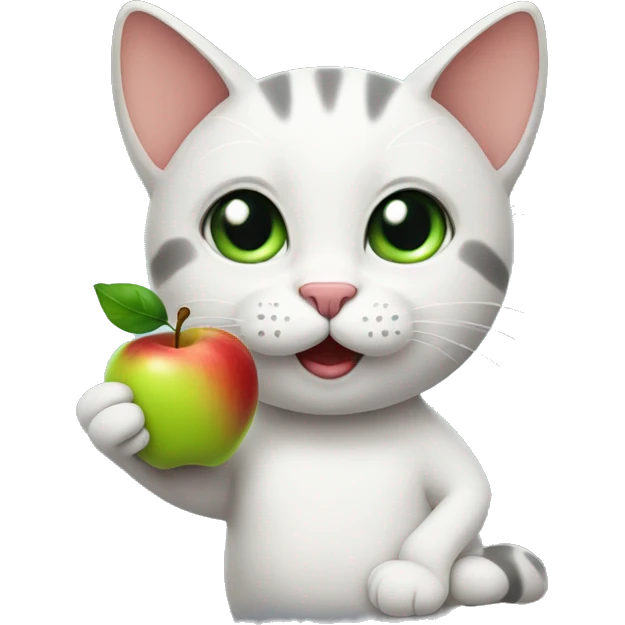 cat holding a apple emoji
