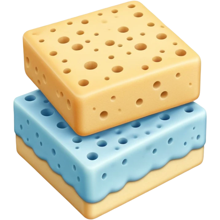  light blue and light beige two quadrate  sponges emoji