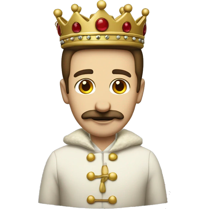 Create a classic emoji with a friendly man with an imperial crown on his head, a straight brown moustache, an ermine coat over his shoulder and the number 5 on his crown. His clothes are red. emoji