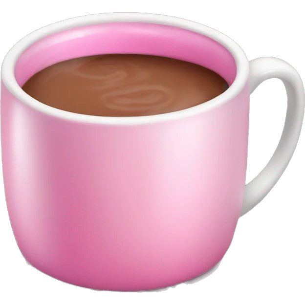 Realistic isolated gradient light pink hot chocolate mug. emoji