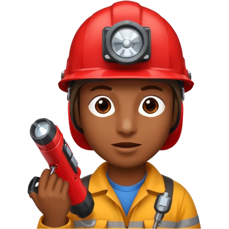 a mole with drill, red helmet, headlamp emoji