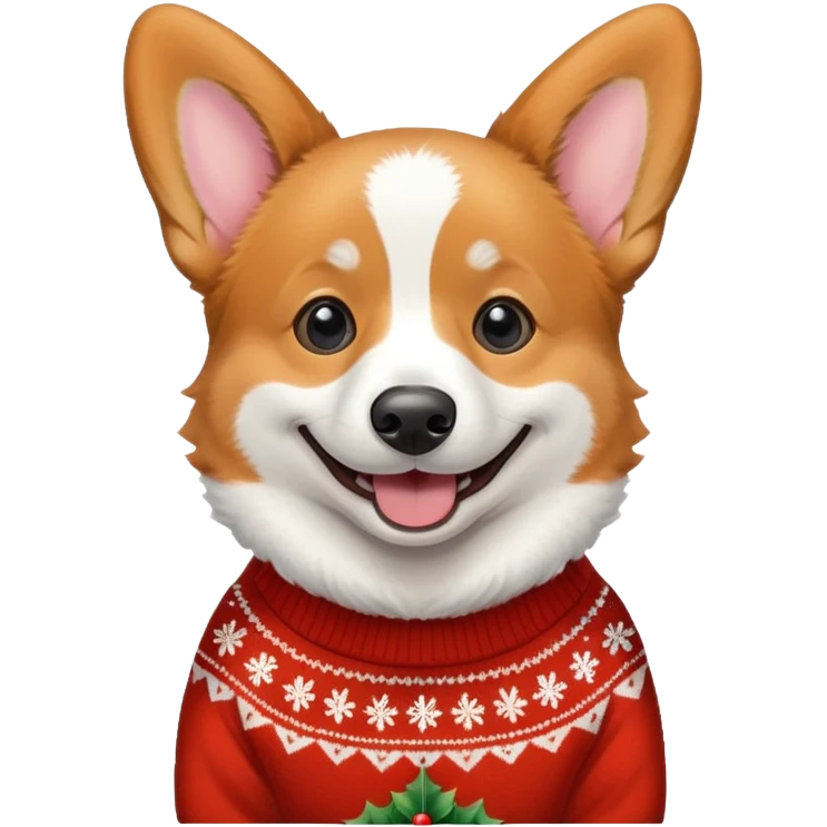 Emoji of a corgi wearing a Christmas sweater emoji