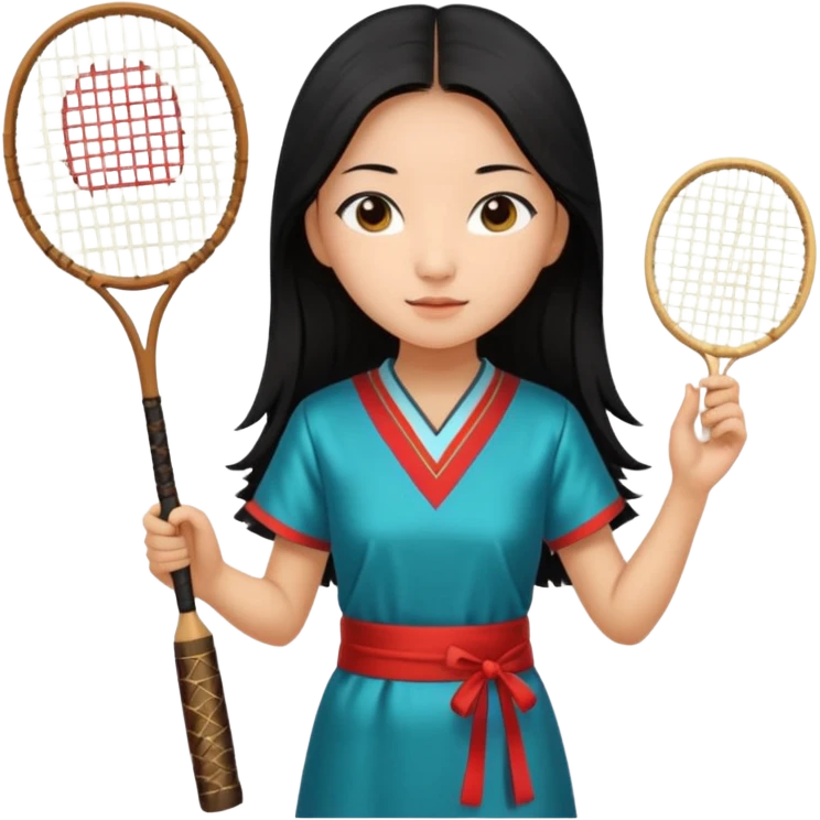 ancient chinese girl with badminton racket emoji