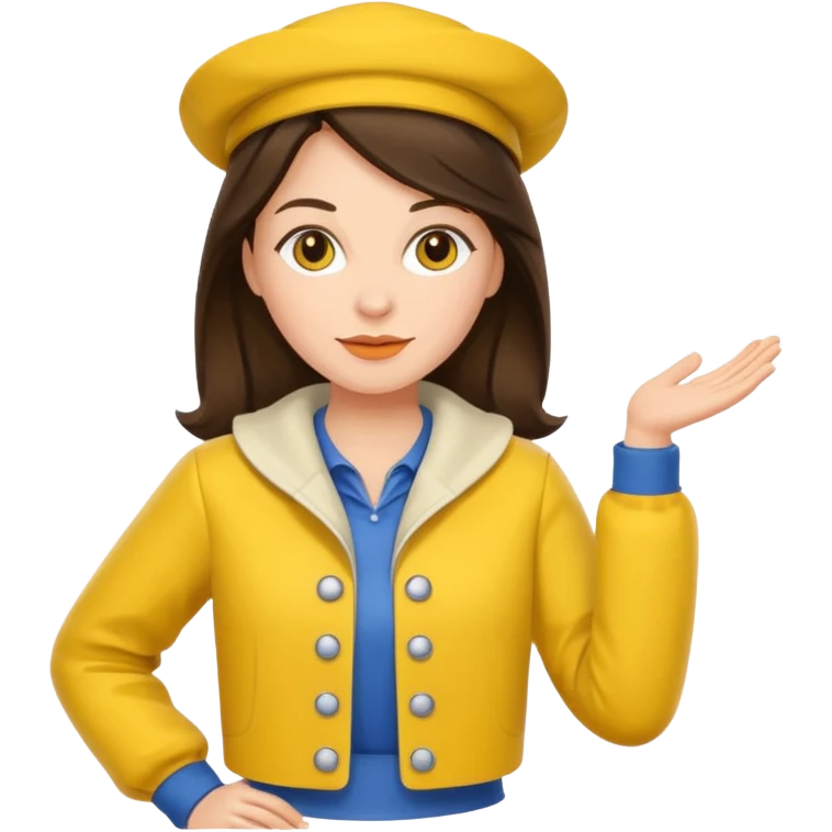 brunette woman with yellow dutch clothing emoji