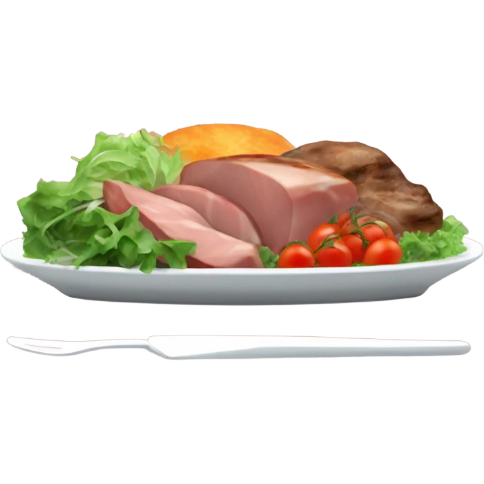 a hot delicious dinner and salad on a plate next to the computer emoji