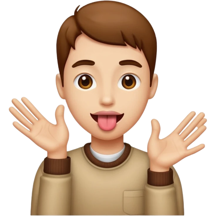 Tongue out with hands to the side  emoji