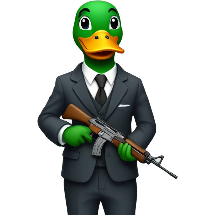 Duck man with a suit and a ak-47 emoji
