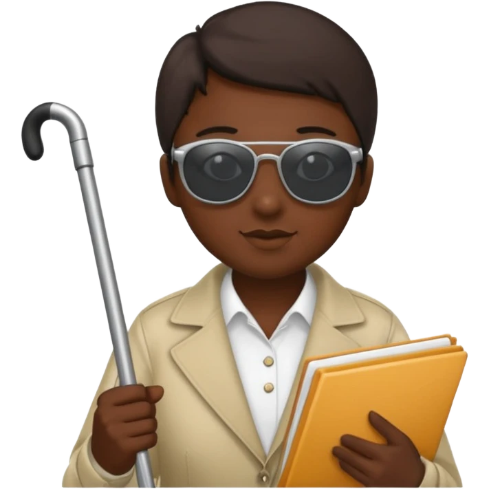 A blind person wearing sunglasses and holding a guide cane emoji
