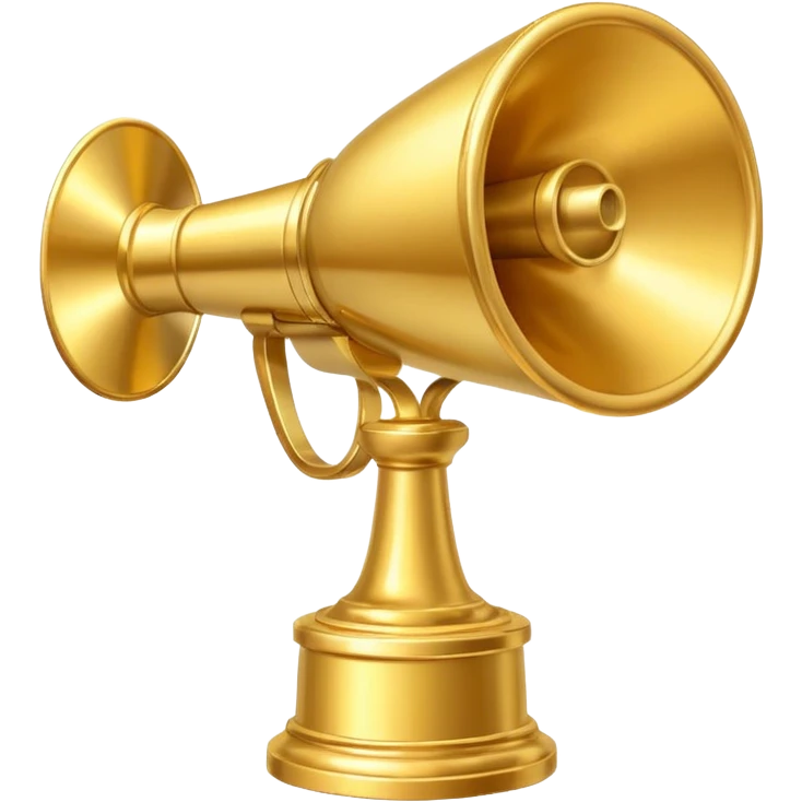 golden trophy with marketing elements like megaphone, chart, and target emoji