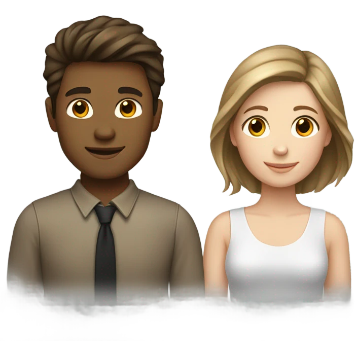 White young couple male has darker hair than female both have brown hair  emoji