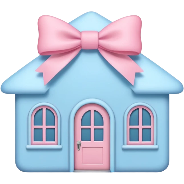 pastel house with a bow, no face, minimal and rounded, emoji-like style emoji