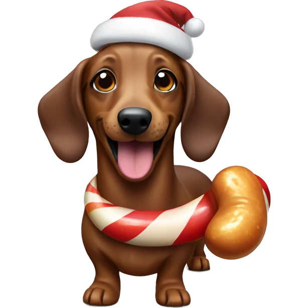 Sausage Dog smiling christmas candy emoji