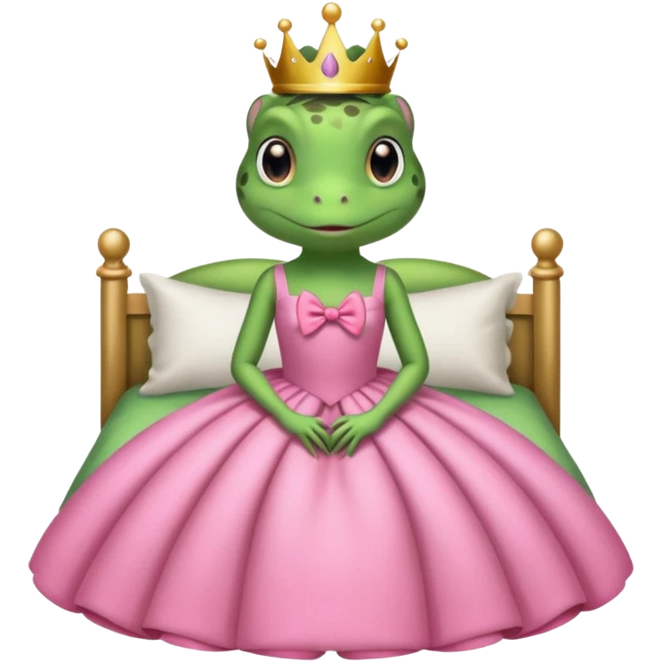 princess frog on bed pink bow with a pink dress cute girly pop emoji