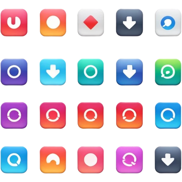 UI action buttons - like, share, download, upload, settings emoji