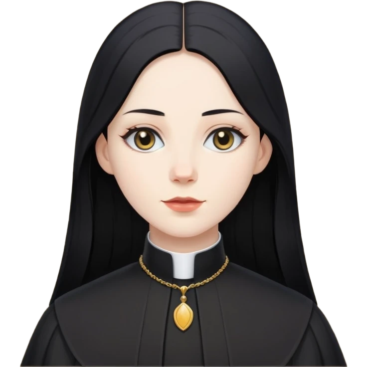 Woman with long hair wearing clergy collar emoji