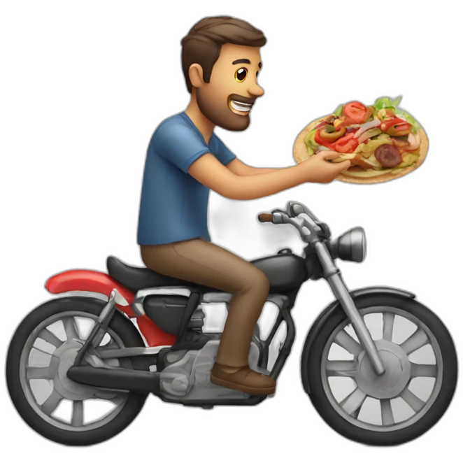 a man on a bike eating a kebab emoji