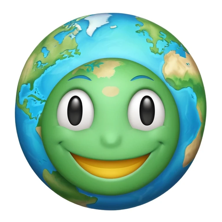 Earth with a smiley face emoji