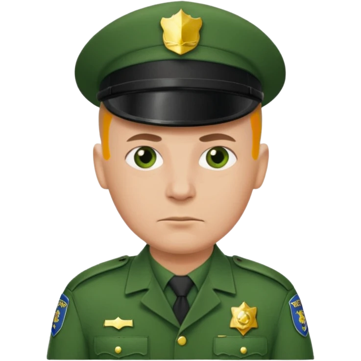 green uniform police bald no cap  emoji