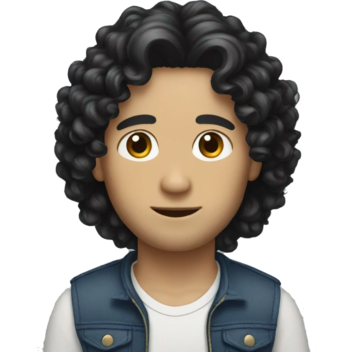 curly long black hair white man emoji