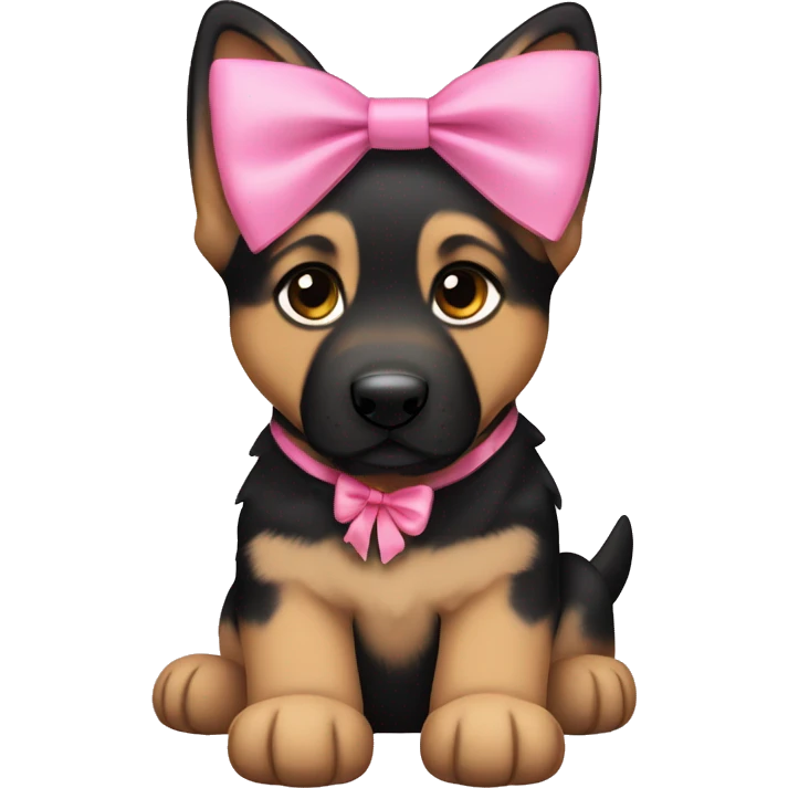 German Shepard puppy pink bow emoji