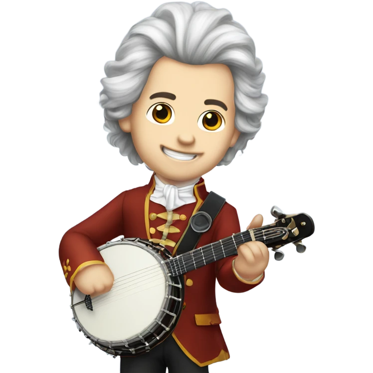 Wolfgang Mozart chibi wig standing young 5-string banjo emoji
