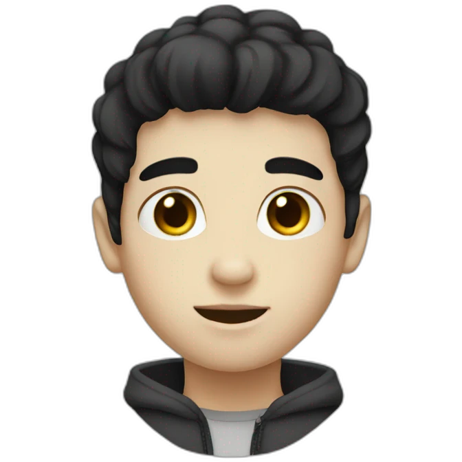 Boy with black hair white face emoji