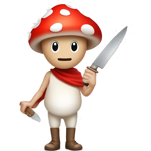 cute red and white mushroom man holding knife emoji