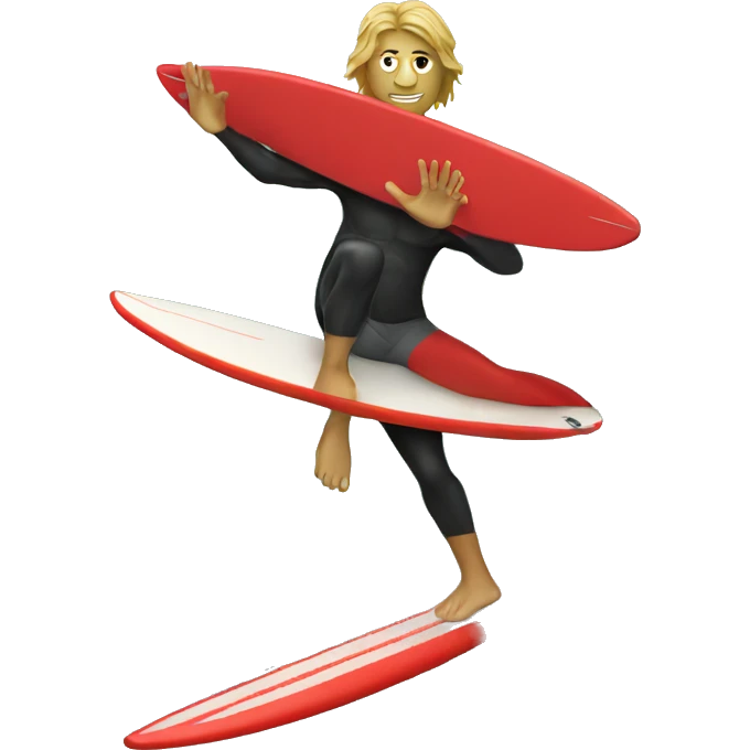 surfer with red surfboard emoji