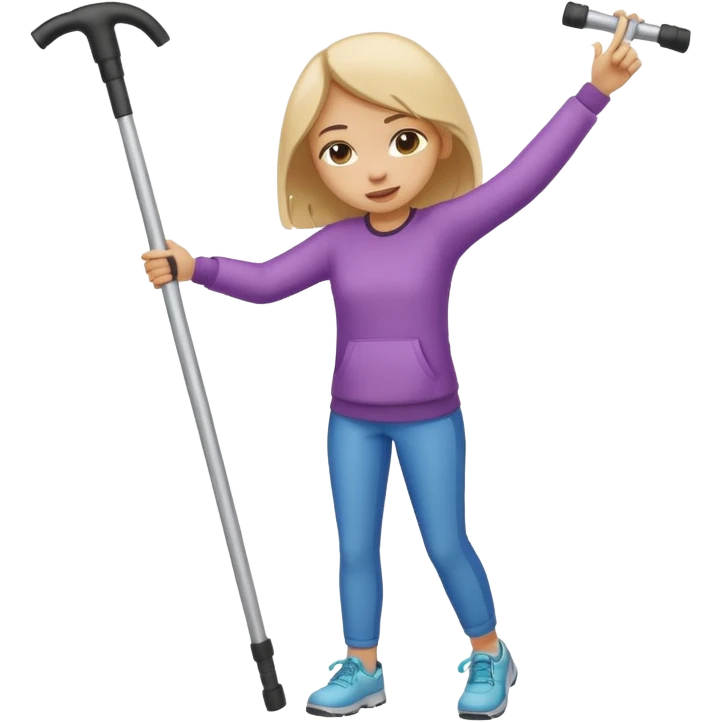 Girl dabbing with crutches on emoji