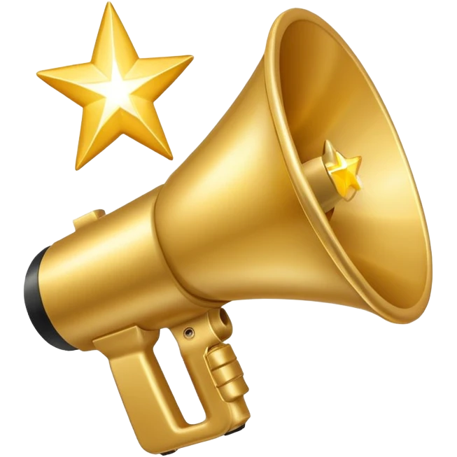megaphone with a shining star emoji
