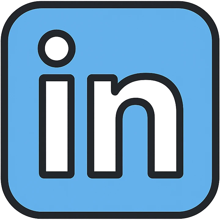 LinkedIn icon, lineal color outline style, blue outline with white fill, rounded corners, professional look emoji