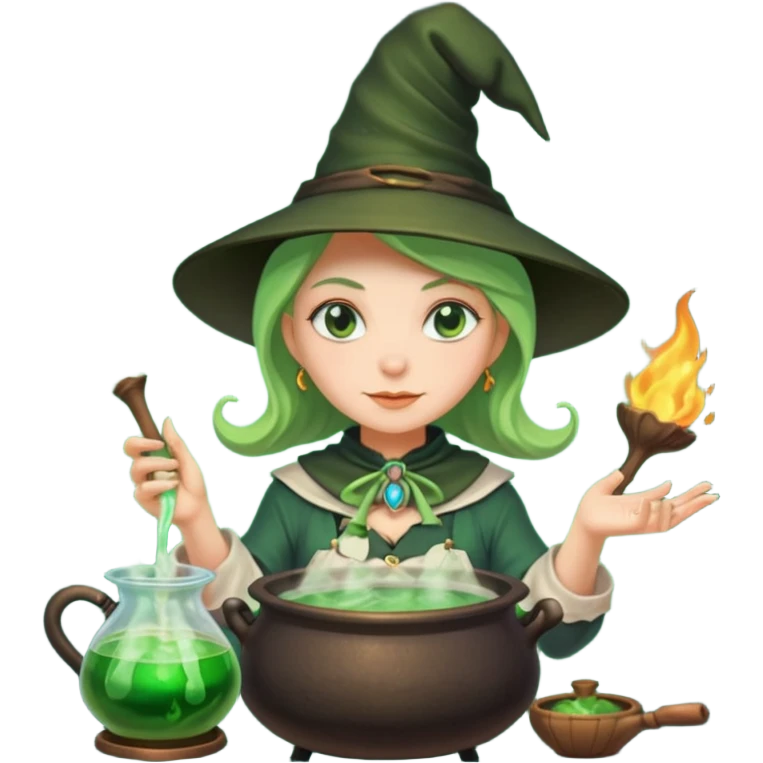 green witch cooking potion emoji