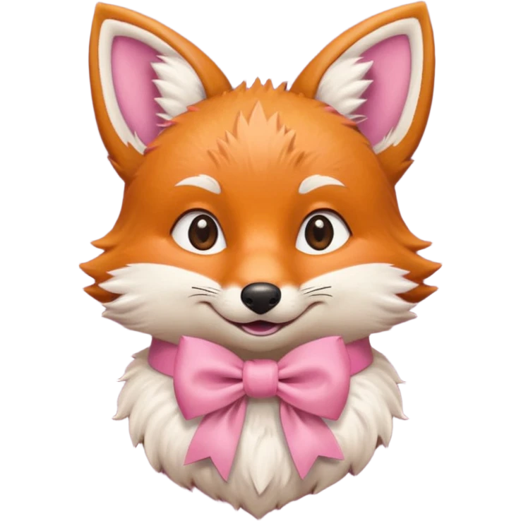 smiling fox, bust up, wearing a pink bow emoji