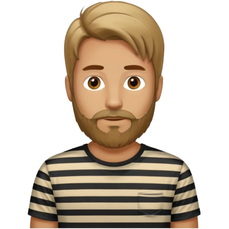 man with long hair and beard wearing vertical striped t-shirt emoji
