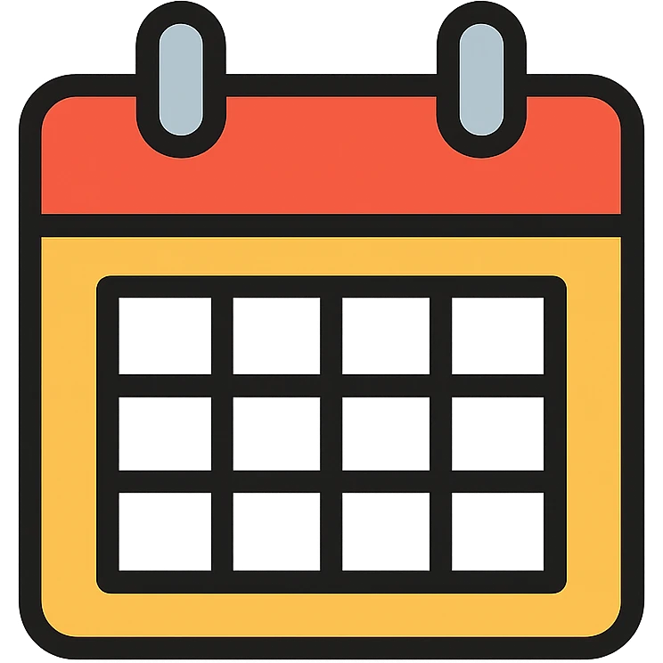 A calendar icon with color and black outlines emoji
