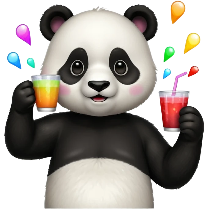 A panda holding a cup of punch, looking excited under disco lights.



















 emoji