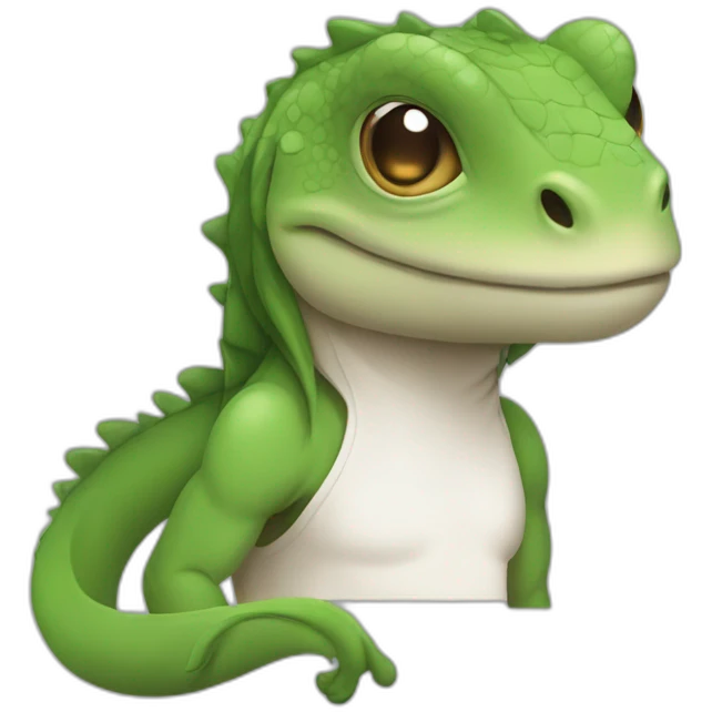 Lizard in white tshirt and long hair emoji