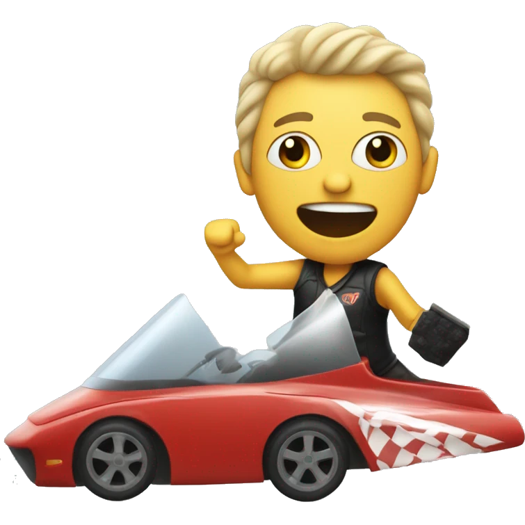a rock singer rushing to a gig in a race car  emoji