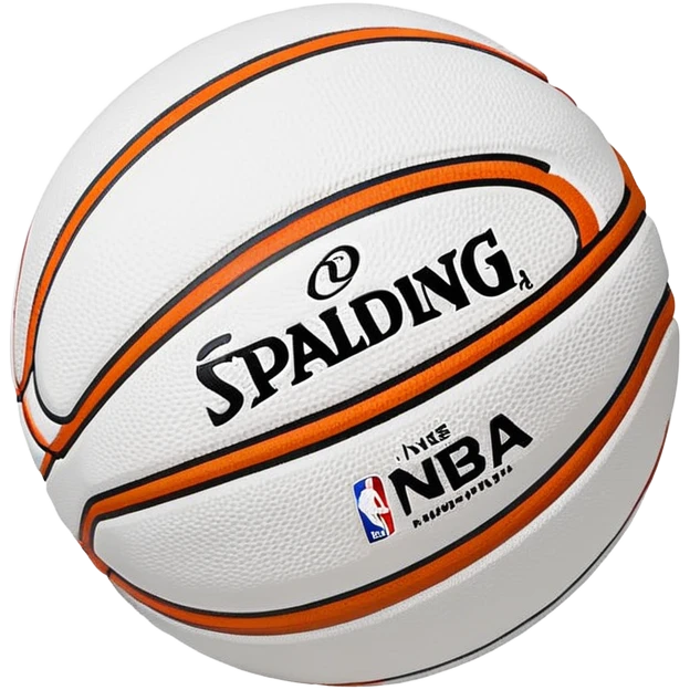 minimalist white Spalding basketball with simple NBA logo, few colorful lines, clean design emoji
