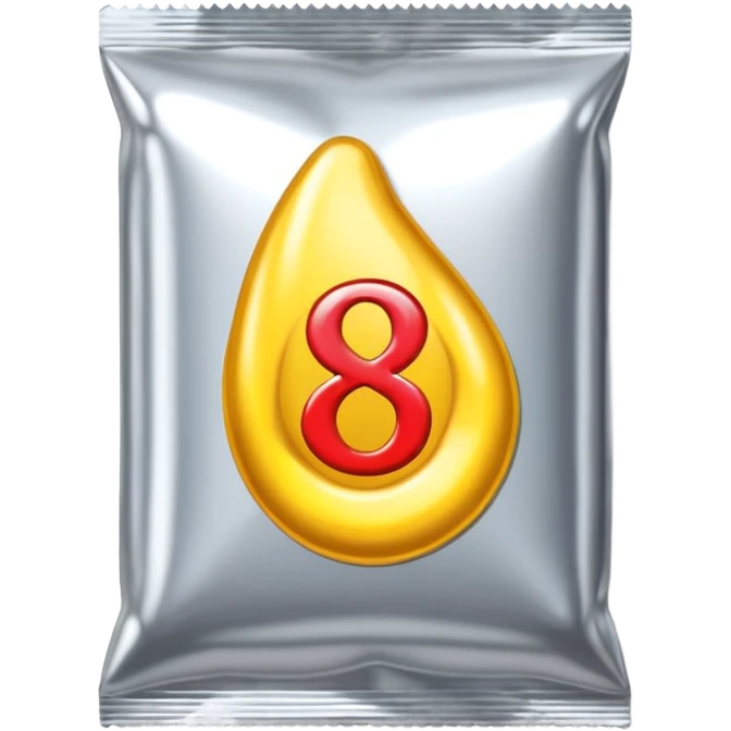 condom with a chrome-metallic pack and 8eight written in the middle emoji