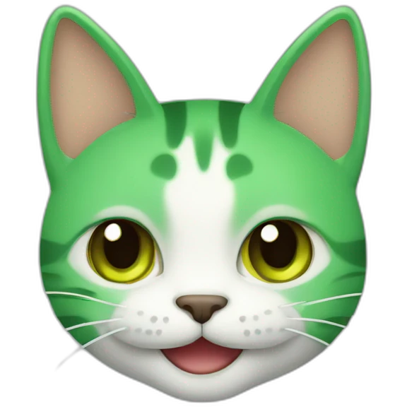 a smiling cat, green in colour emoji