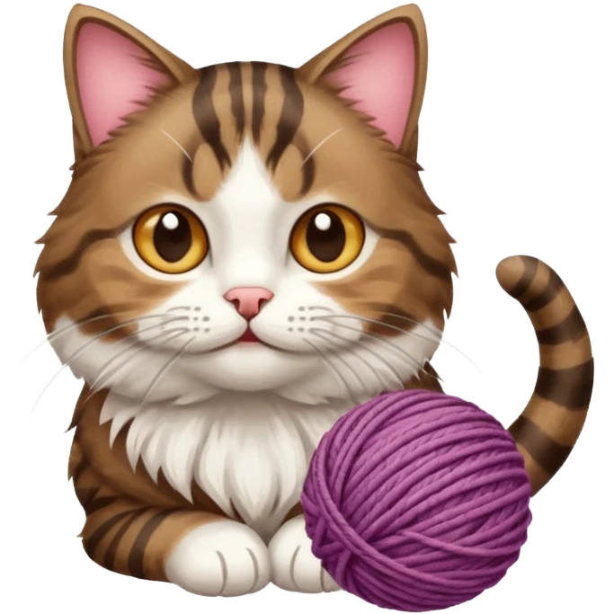 dark brown tabby and white cat playing emoji