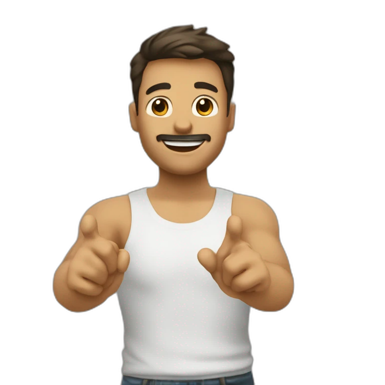 homme doigt en l'air gonflé emoji