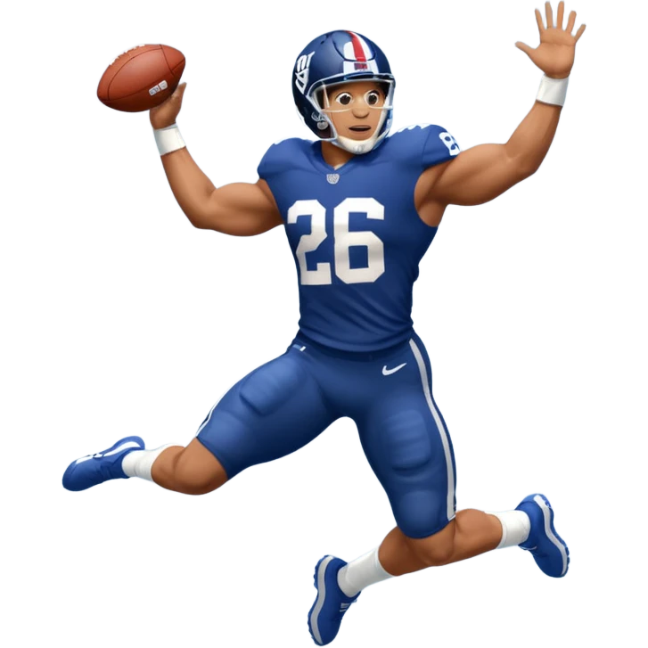 Saqoun Barkley hurdle over a 2 people emoji